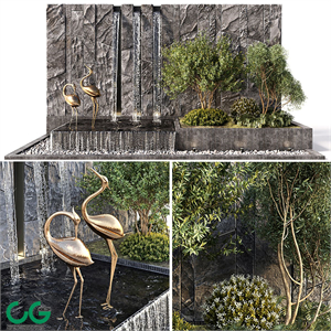 Water falls with Stonewall Plants and birds